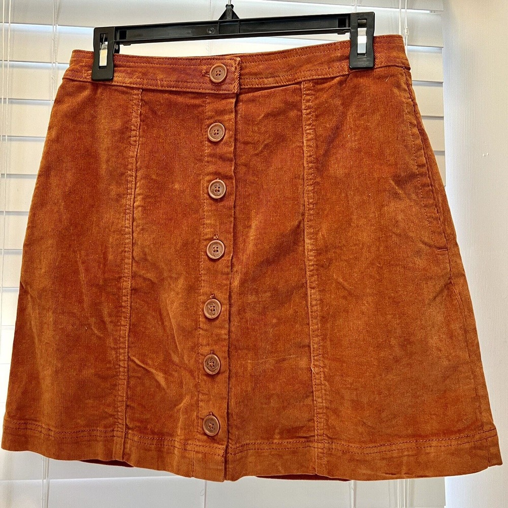 Knox Rose Corduroy Button-Front Mini Skirt Women's Size 4 Bronze Wave 90’s Y2k